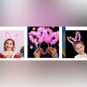 2pc Pink light up bunny ears NWOT 
Pink LED Fuzzy Crown Headband for all ages